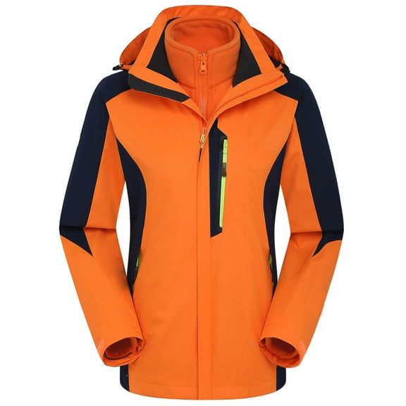 Aboser Women's 3-in-1 Mountain Ski Jacket Trendy Winter Warm Hooded Windbreaker Slimming Fleece Lined Rain Jacket Plus Size Waterproof Coats
