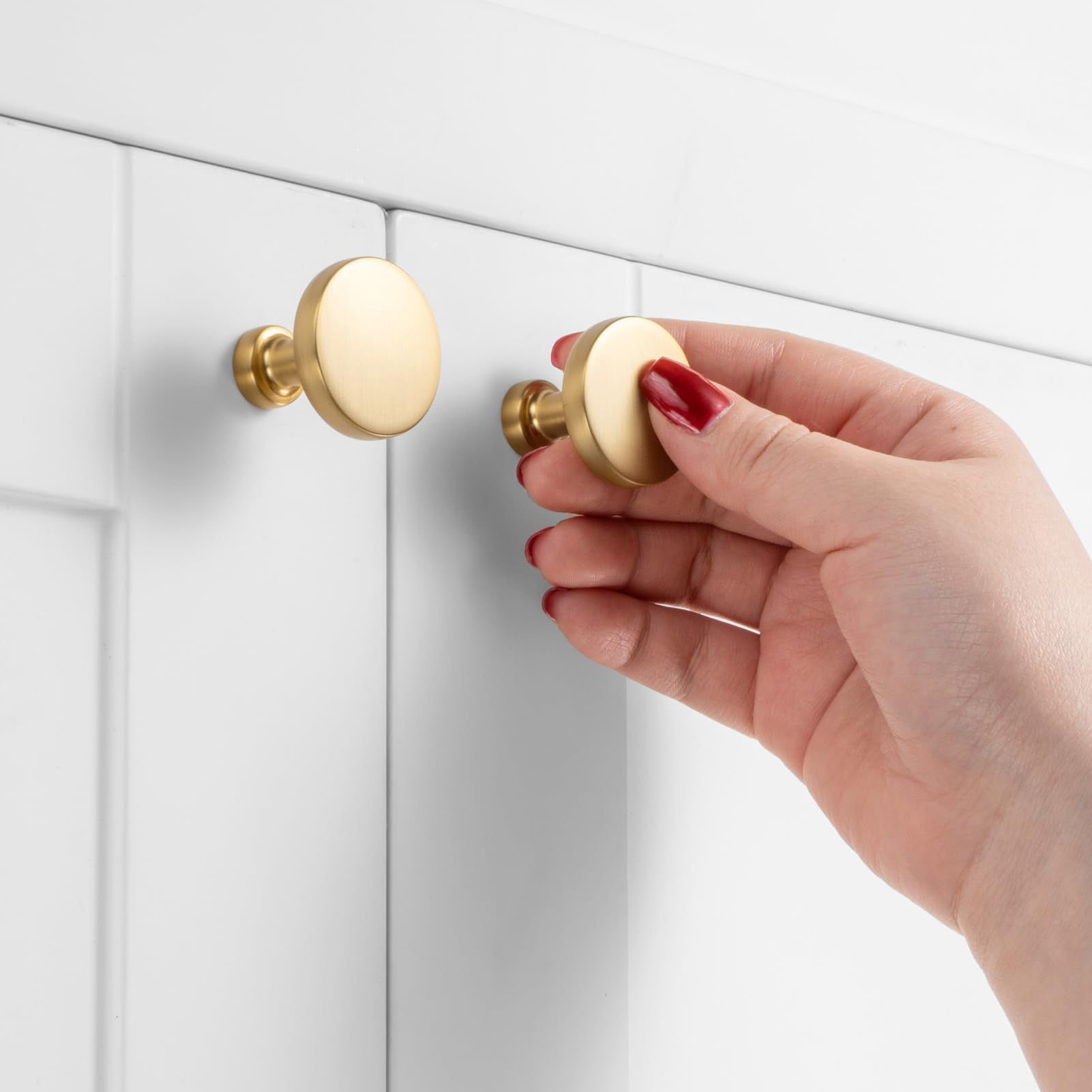 10 Pack 1-1/4 Inch Antique Brass Cabinet Knobs Vintage Brass Drawer Knobs Round Brass Cabinet Pulls, ZK2302 Kitchen Hardware for Cabinets Drawers Bedroom Dresser Cupboard Bathroom Vanity Closet