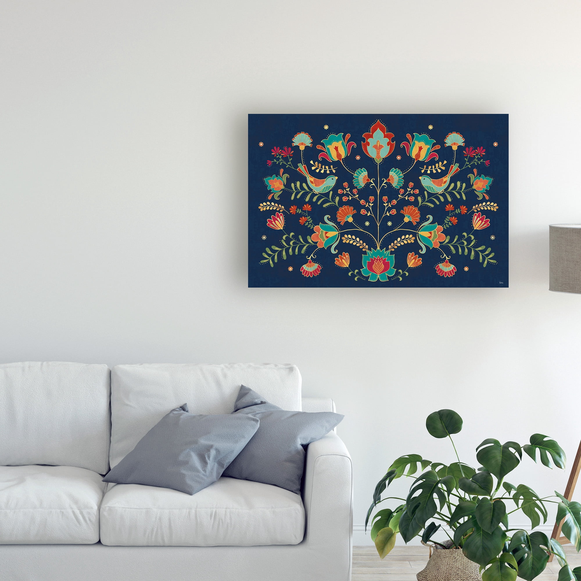 Trademark Fine Art 'Folk Floral 1 Dark' Canvas Art by Veronique Charron
