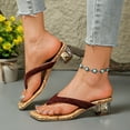 thumbnail image 3 of Womens Dress Flip Flops for Ladies Trendy Square Toe Clear Chunky Mid Heel Slides Sandals 2025 Summer, 3 of 8