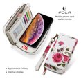 thumbnail image 6 of Multifunctional Wallet Case For iPhone XR with RFID Blocking Card Slots,Detachable Purse Soft PU Leather Magnetic Snap Hand Strap Zipper Pocket Cute Flower Phone Case with Carabiners,White, 6 of 14