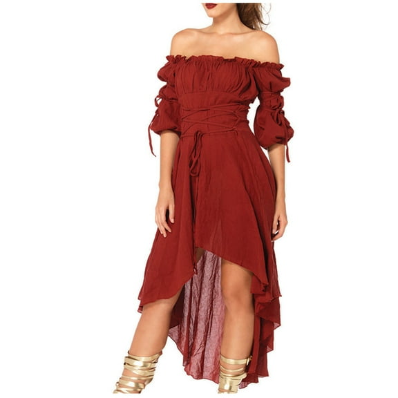 Edvintorg Off Shoulder Halloween Dress Women Cosplay Solid Long Sleeve Sexy Party Dress Vestido Festa