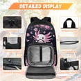 thumbnail image 4 of Bulopur Butterfly Pink Axolotl Print Kids Backpack Set 4 Pcs Bright Floral Cute Kids School Bag with Lunch Box, Pencil Case and Water Bottle Cover for Axolotl Lovers Toddler Girls, 4 of 8