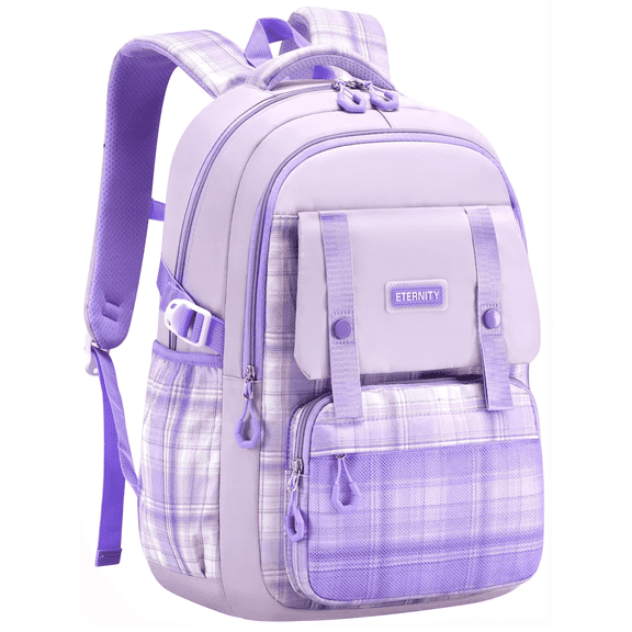KIVDIT School Backpack for Girls,Fashion Large Capacity Bookbag for Kids Teens,Waterproof Girls School Bag,Purple