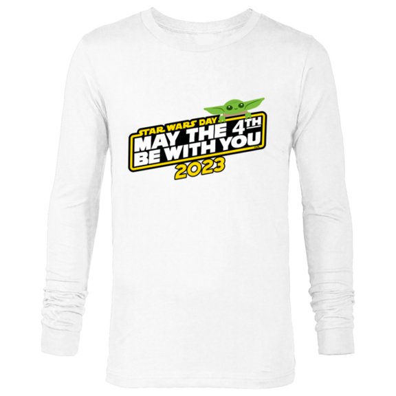 Star Wars Day May the 4th Be With You 2023 Logo Grogu - Long Sleeve T-Shirt for Men - Customized-White