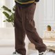 thumbnail image 4 of Pantalones largos para hombre, moda informal, cómodos, sólidos, con bolsillos, con cordón ajustable, pantalones regulares de poliéster para hombre., 4 of 7