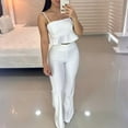 thumbnail image 2 of REORIAFEE Women Summer 2 Piece Outfits Lounge Matching Sets 2023 Trendy Clothes Summer Vacation 90s Outfit Fashion Women Summer Square Neck Casual Sleeveless Top + Pant Set White XL, 2 of 6