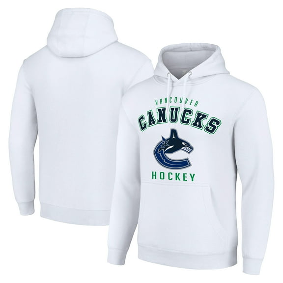 Men's Starter White Vancouver Canucks Logo Pullover Hoodie