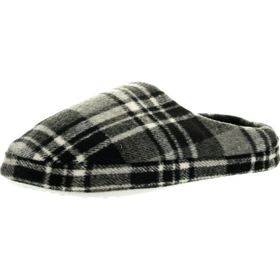 Empire Mens Sophisticated Mens Open Back Plaid Fleece Slippers