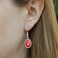 thumbnail image 3 of Lifeguard Red and White Novelty Dangling Drop Oval Charm Earrings, 3 of 3