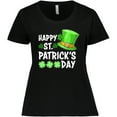thumbnail image 3 of Inktastic Happy St. Patrick's Day Green Hat and Clovers Women's Plus Size T-Shirt, 3 of 5