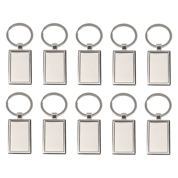 Tinksky 10PCS Rectangular Tag Key Chain Metal Blank Keychain License Plate Number Anti-lost Tag Fashion Pendants Keyring for Bag Car Key (Silver)