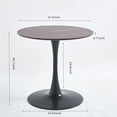 thumbnail image 3 of GZXS Modern Farmhouse MDF Dining Table in Walnut Finish, 31.5 Inch Round Kitchen Table with Black Metal Pedestal Base, Easy Assembly, 3 of 6
