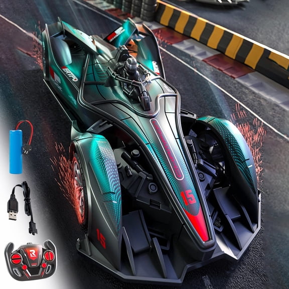 2.4G Remote Control Racing Car High Speed Drift Vehicle 4-Channel RC Toy Durable Body LED Light Effects Rechargeable Battery for 4 Years