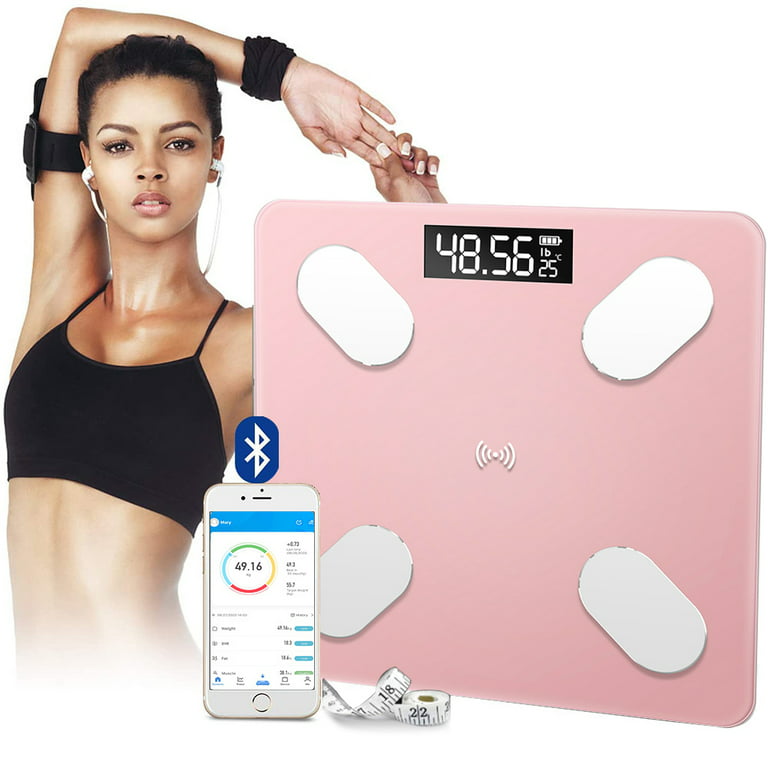 Smart BMI Digital Scale - Measure Weight and Body Fat - Most Accurate  Bluetooth Glass Bathroom Scale,Rose