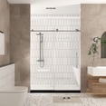 thumbnail image 2 of 60 in. W x 76 in. H Frameless Sliding Shower Door with 1/4 "(6 mm) Clear Tempered Glass, Brushed Nickel, 2 of 11