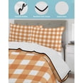 thumbnail image 4 of Quilts Twin Size, Orange Plaid Soft Comforter Bedding Set for Bed, Gradient Geometric Buffalo White Checkered Lightweight Quilted Bedspread with Pillow Cover(2 Pieces) for All Season, 68x86 Inch, 4 of 6