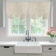 thumbnail image 4 of Beige Tie Up Curtains for Windows, Adjustable Balloon Window Shades, Rustic Farmhouse Solid Color Kitchen Window Treatments Farmhouse Short Curtains with Rod Pocket 42"x45", 4 of 8