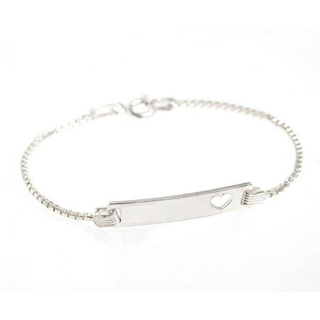 Pori Jewelers Sterling Silver Baby ID Bracelet, 6" Box Chain
