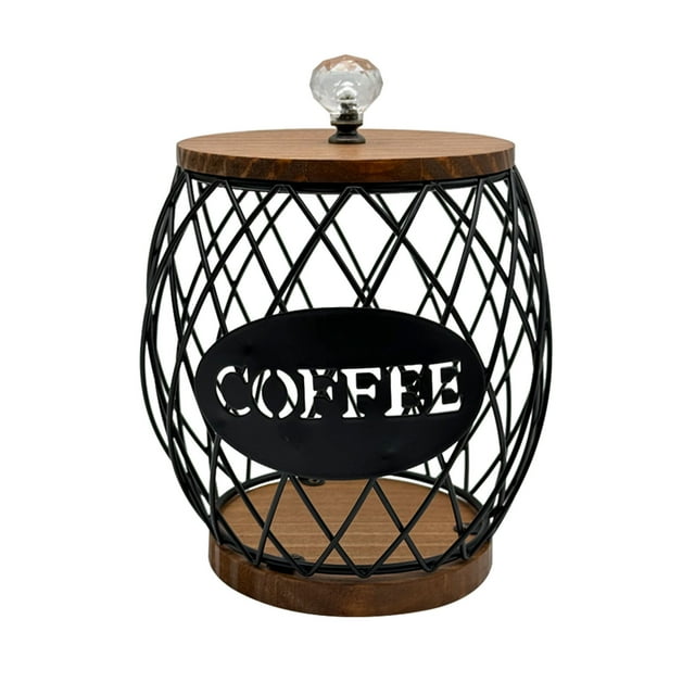 Coffee Pod Holder Coffee with Wooden Lid Coffee Pod Container Organizer for Home Countertop Hotel Family