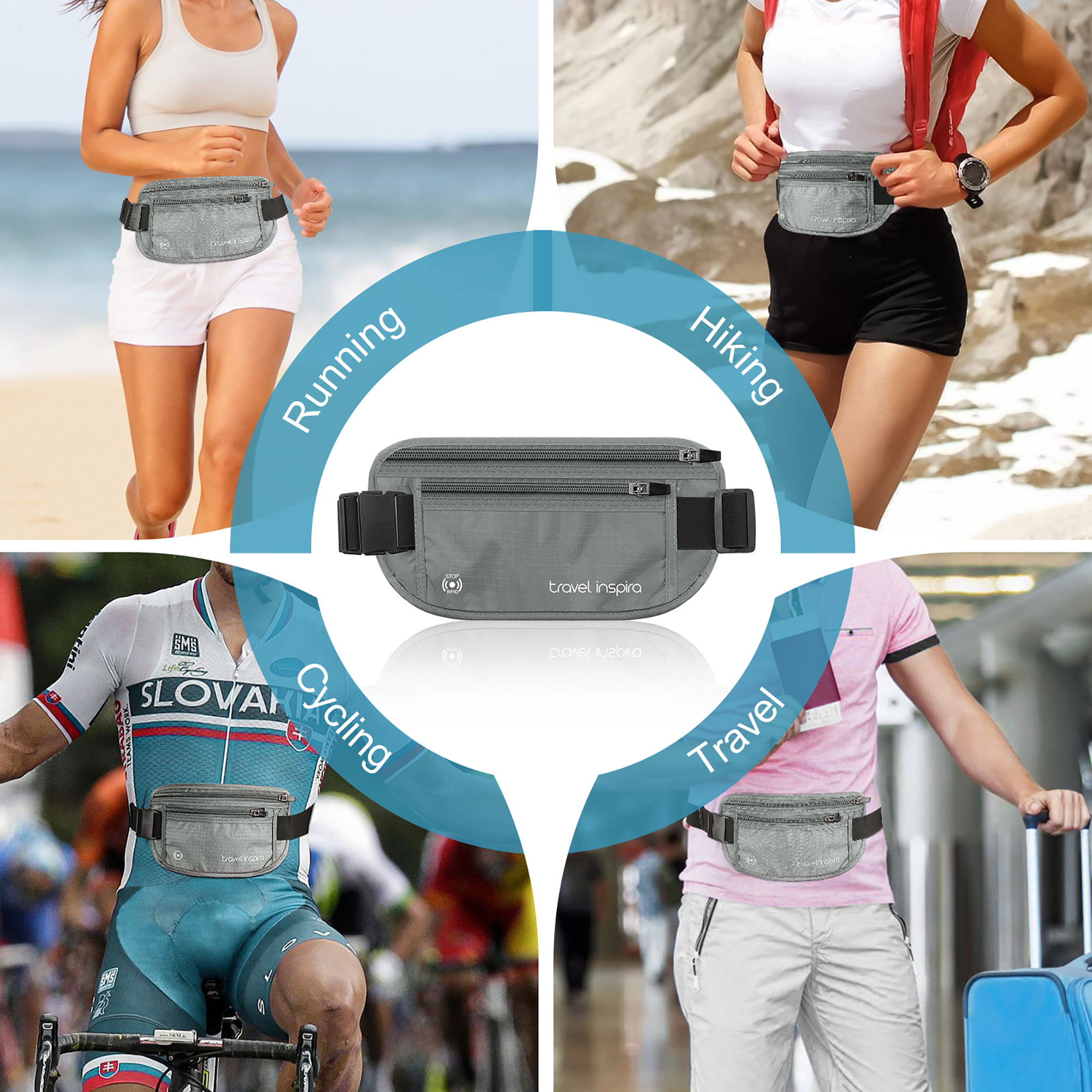 Travel Inspira RFID Blocking Travel Money Belt with Passport Holder photo 6