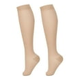 thumbnail image 2 of Beige Stockings 1Pairs Knee High Compression Stockings Open Toe 15 20mmhg Compression Socks for Woman Men, 2 of 4