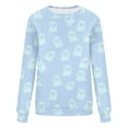 thumbnail image 3 of Makaor Sweatshirt Women Halloween Crew Neck Tops Fleece Long Sleeve Pullover Casual Fall Clothes Light Blue S, 3 of 4