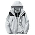 thumbnail image 1 of Lovzfmll Manteau à Capuchon pour Homme d'Extérieur Résistant à l'Eau, Haut à Manches Longues à Fermeture Éclair avec Poches pour la Randonnée Gris, 2TG, 1 of 3