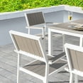 thumbnail image 5 of Nuu Garden Patio Dining Set for 6 Faux Wood Outdoor Furniture with Umbrella Hole Patio Table Set with 6 Stackable Chairs for Outside Garden Yard Deck, Light Brown, 5 of 10