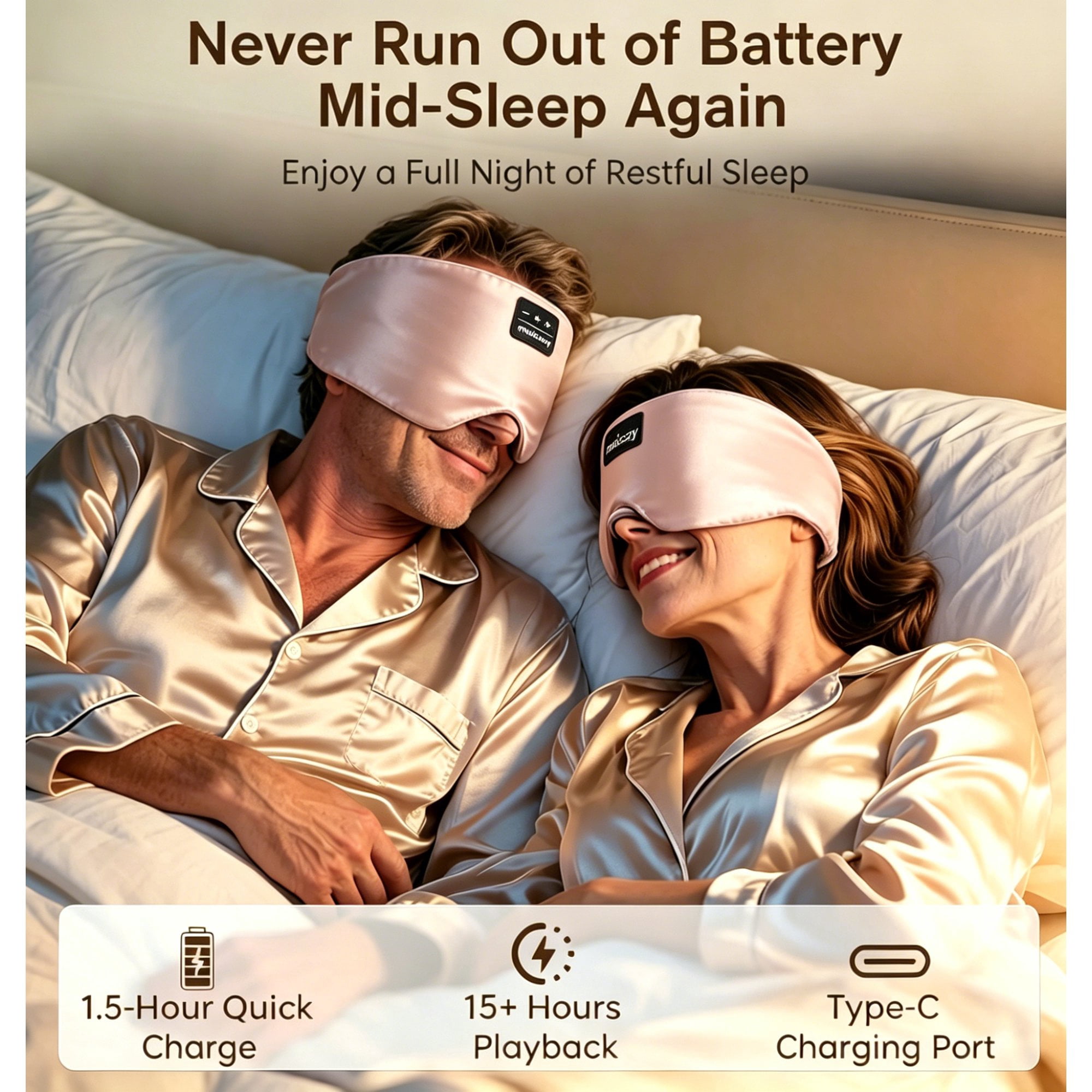 MUSICOZY 3D Sleep Mask with Bluetooth Headphones, Ice Silk Sleep Headphones with Bluetooth 5.4, Total Blackout Eye Mask for Sleeping, Sleep Soft Mask for Women Men, All Night Sleep, Travel Gift