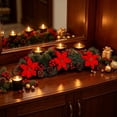thumbnail image 5 of Xuniizn Christmas Centerpiece, Christmas Candle Holder, 5 Styles Table Decor with 3 Candle Holders, Metal Sleigh Base with Pine Red Berry Poinsettia Designs for Festive Table & Mantel Display, 5 of 6