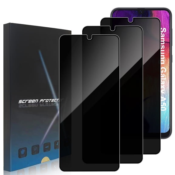 ZYQEEE Privacy Screen Protector for Samsung Galaxy A50 6.4", Scratch Resistant Anti-Spy Tempered Glass Film, Bubble Free, Easy Installation,Case Friendly,3 Pack