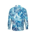 thumbnail image 6 of Donemore Men's Hawaiian Print Shirt Long Sleeve Notched Lapel Button Down with Pocket Beach Vacation Casual Style, 6 of 7