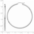 thumbnail image 4 of 14k White Gold Polished 2x50mm Lightweight Tube Hoop Earrings 14k White Gold Earrings, 4 of 4