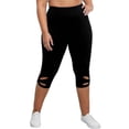 thumbnail image 3 of Lenpel Women's Plus Size Capri Leggings High Waisted Hollow out Hem Slim Cropped Workout Yoga Pants Casual Capri Leggings, 3 of 6