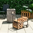 thumbnail image 4 of Topbuy Firewood Log Cart Carrier, Wood Hauler with 2 Rubber Wheels & Ergonomic Handle Heavy-Duty Steel Frame Indoor Outdoor Fireplace Tools, 4 of 10