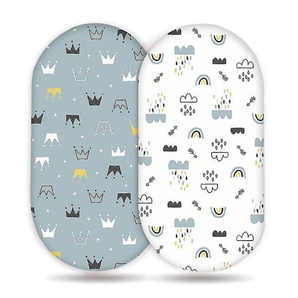 Sábana bajera ajustable para cuna de 2 piezas, sábana ajustable de algodón y transpirable para capazo, moisés, moisés y cochecito, se adapta a colchones ovalados o rectangulares 82