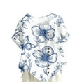 thumbnail image 1 of Weiqiqre Hauts de Sortie pour Femmes Col Rond Manches Courtes Tunique à Boutons T-shirt Blouse, 1 of 3