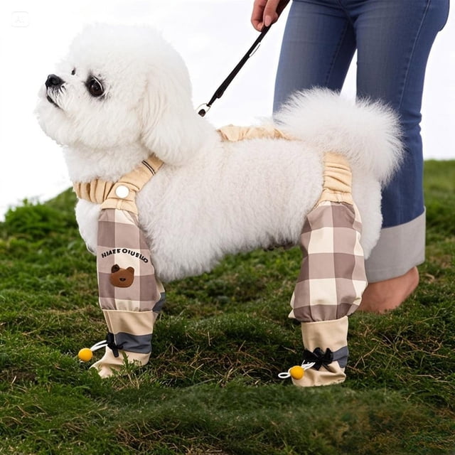 Durable Polyester Pet Wear For Dogs And Cats Comfortable Indoor And Outdoor Use With Stylish Brown Plaid Design