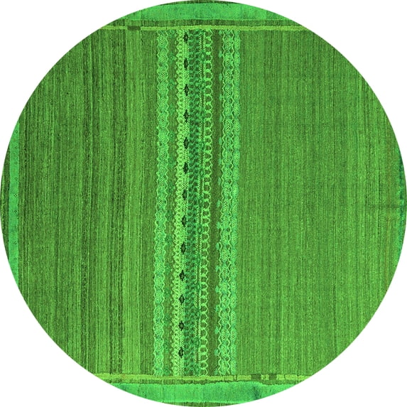Ahgly Company Indoor Round Abstract Green Modern Area Rugs, 8' Round