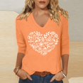 thumbnail image 2 of Shadoumai Women's Valentine V Neck Shirt Cute Love Heart Graphic 3/4 Sleeve Tee Casual Couple Tops, 2 of 4