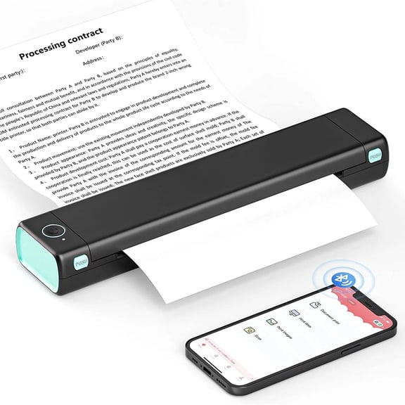 "Koramzi Portable Wireless Handheld Mini Printer with 8.5"" x 11"" Letter Thermal Papers, Black"