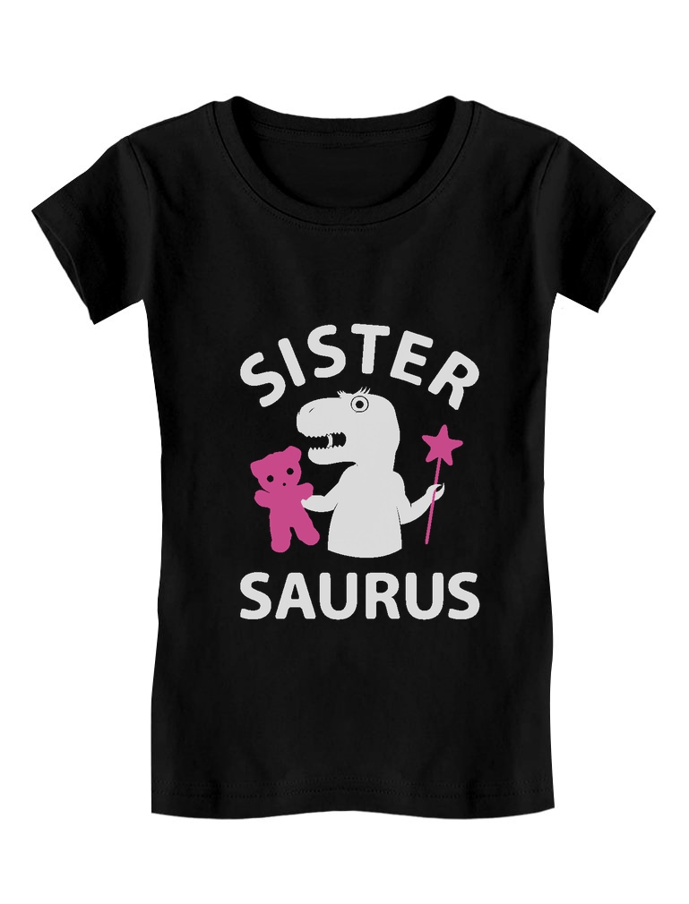 Tstars Girls Big Sister Shirt Lovely Best Sister Cute T Rex Sister Saurus B Day Gifts for Sister Gift for Big Sister Girls Graphic Tee Toddler Kids Funny Sis Girls Fitted Birthday T Shirt - image 1 of 3