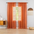 thumbnail image 4 of Lace Terracotta Curtains 96 Inches Long 2 Panels Rust Bay Window Curtains for Bedroom Restroom Rod Pocket Light Filtering Fall Curtains for Living Room 8 FT Farmhouse Boho Decor 52Wx96L Terracotta, 4 of 5