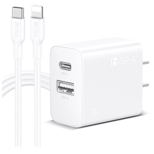 Cargador 20W Salida Dual y cable compatible BLOOSOM blanco
