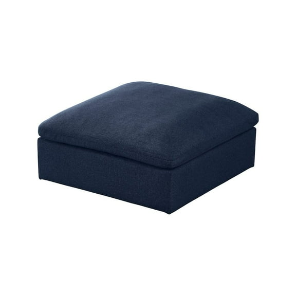 Meridian Furniture Serene Navy Durable Linen Fabric Deluxe Ottoman