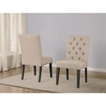 thumbnail image 5 of Fabric Upholstered Wooden Chair with Button Tufting, Beige and Black, 5 of 5