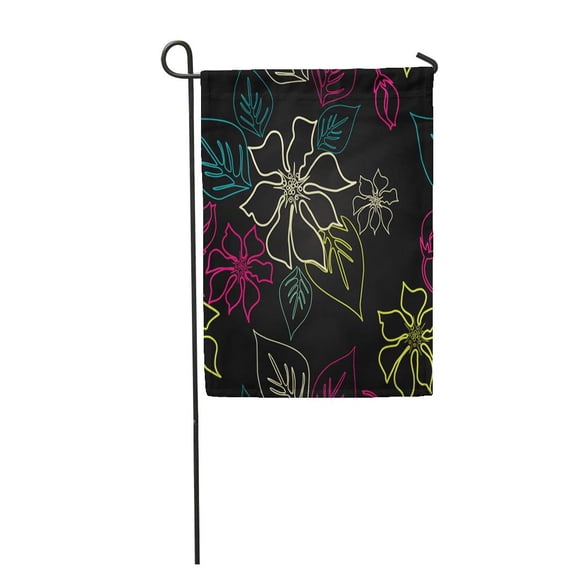 KDAGR Brown Hawaiian Aloha Pattern Flower Tiki Tropical Beach Luau Garden Flag Decorative Flag House Banner 12x18 inch