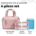 thumbnail image 5 of Fit + Fresh Remi Women's Lunch Bag, Self Insulating Neoprene Material Lunch Box With Containers & Ice Pack, Mauve, 5 of 7