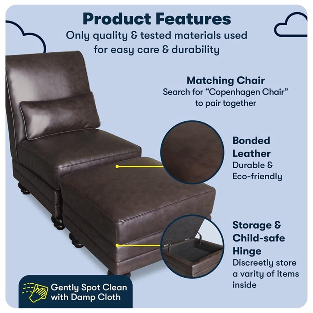Serta Copenhagen Bonded Leather Ottoman Chestnut Brown